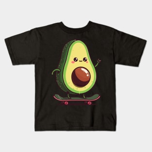 Funny avocado skateboarding Kids T-Shirt